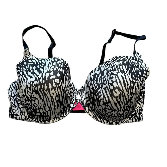 3/$25 La Senza Animal Print Black White Bra Underwire Lined Sz 34DD Adjustable - Picture 1 of 4